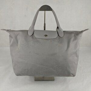 Longchamp Le Pliage Nylon Grey Tote Large Foldable Travel Bag Purse Handbag